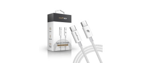 RhinoTech kabel s nylonovým opletem USB-C na USB-C 60W 1M bílá RhinoTech kabel s nylonovým opletem USB-C na USB-C 60W 1M bílá