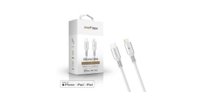 RhinoTech LITE MFi kabel s nylonovým opletem USB-C na Lightning 1.2m stříbrná