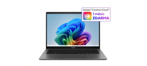 ASUS NTB Vivobook S14 (S3407QA-OLED063W), X1 26 100, 14" FHD, 32GB, 1TB SSD, Adreno, W11 Home, Matte Gray