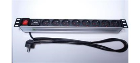 PremiumCord Panel napájecí 1U do 19" racku, 8x230V, přepěťová ochrana, 2m kabel, vypínač POŠKOZEN OBAL