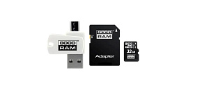 GOODRAM microSDHC karta 32GB M1A4 All-in-one (R:100/W:10 MB/s), UHS-I Class 10, U1 + Adapter + OTG card reader/čtečka GOODRAM microSDHC karta 32GB M1A4 All-in-one (R:100/W:10 MB/s), UHS-I Class 10, U1 + Adapter + OTG card reader/čtečka