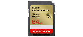 SanDisk SDXC karta 64GB Extreme PLUS (R170/W80 MB/s Class 10, UHS-I U3 V30) SanDisk SDXC karta 64GB Extreme PLUS (R170/W80 MB/s Class 10, UHS-I U3 V30)
