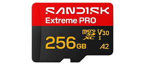 SanDisk micro SDXC Extreme PRO 256GB UHS-I U3 (250R/170W MB/s, UHS-I U3 V30) + adaptér SanDisk micro SDXC Extreme PRO 256GB UHS-I U3 (250R/170W MB/s, UHS-I U3 V30) + adaptér
