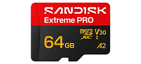 SanDisk micro SDXC Extreme PRO 64GB UHS-I U3 (200R/90W MB/s, UHS-I U3 V30) + adaptér SanDisk micro SDXC Extreme PRO 64GB UHS-I U3 (200R/90W MB/s, UHS-I U3 V30) + adaptér