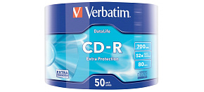VERBATIM CD-R (50-pack)Wrap/Extra Protection/52x/700MB VERBATIM CD-R (50-pack)Wrap/Extra Protection/52x/700MB