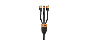 WG - Datový kabel 3v1 Type-C na 3x Type-C, 90 cm, 100 W + 15 W + 15 W, černá WG - Datový kabel 3v1 Type-C na 3x Type-C, 90 cm, 100 W + 15 W + 15 W, černá