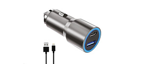 WG - Autonabíječka 2x USB 38 W, 1x USB-A + 1x USB-C, + kabel USB-A na Lightning, stříbrá WG - Autonabíječka 2x USB 38 W, 1x USB-A + 1x USB-C, + kabel USB-A na Lightning, stříbrá
