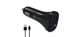 WG - Autonabíječka 2x USB, Quick Charge 3.0 5,4 A, + kabel USB-A na Lightning MFI, černá WG - Autonabíječka 2x USB, Quick Charge 3.0 5,4 A, + kabel USB-A na Lightning MFI, černá