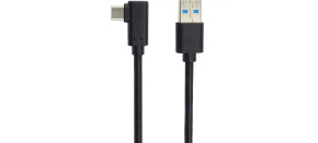 PREMIUMCORD Kabel USB typ C/M zahnutý konektor 90° - USB 3.0 A/M, 1m