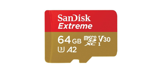 SanDisk micro SDXC karta 64GB Extreme Action Cams and Drones (170 MB/s Class 10, UHS-I U3 V30) + adaptér