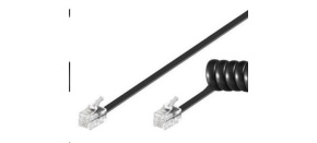 PremiumCord Kabel telefonní sluchátkový kroucený 4 žíly 2m - černý PremiumCord Kabel telefonní sluchátkový kroucený 4 žíly 2m - černý
