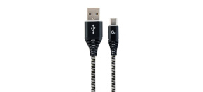 GEMBIRD Kabel USB 2.0 AM na Type-C kabel (AM/CM), 2m, opletený, černo-bílý, blister, PREMIUM QUALITY GEMBIRD Kabel USB 2.0 AM na Type-C kabel (AM/CM), 2m, opletený, černo-bílý, blister, PREMIUM QUALITY