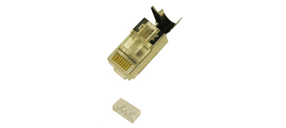 Konektor STP RJ45 (8p8c), Cat6A/Cat7, skládaný, drát (prodej po 10 ks)