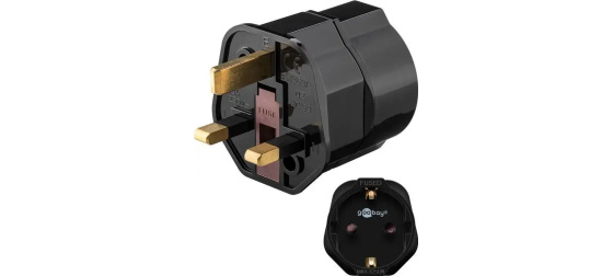 Goobay Cestovní adaptér pro UK zásuvku a spotřebiče s českou zástrčkou a zemnícím kolíkem