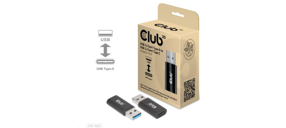 Club3D adaptér USB 3.2 Gen1 Type A na USB 3.2 Gen1 Type C (M/F), černá