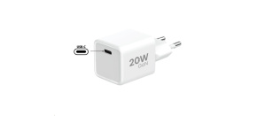 WG - Síťová nabíječka GaN 1x USB-C, PD 20W, 5V-9V-12V, bílá
