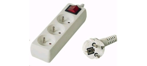 PREMIUMCORD Prodlužovací přívod 230V 10m, 3 zásuvky + vypínač, bílá