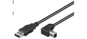 PREMIUMCORD Kabel USB 2.0 A-B propojovací 0.5m - zahnutý B konektor 90°