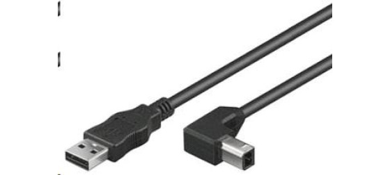 PREMIUMCORD Kabel USB 2.0 A-B propojovací 0.5m - zahnutý B konektor 90°
