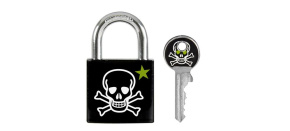Master Lock Visací zámek  z pevného hliníku 3430EURDSKULL - 30mm