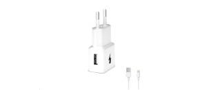 WG - Síťová nabíječka 1x USB-A, Quick Charge 3.0, 5V-9V-12V, kabel USB-A na Lightning, bílá