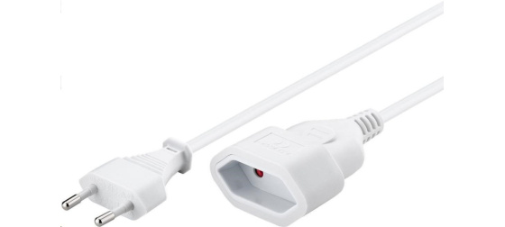 PREMIUMCORD Bílý Kabel síťový 230V, prodlužovací dvojvidlice, 2m