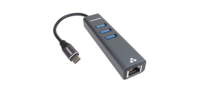 PREMIUMCORD Adaptér USB-C na Gigabit 10/100/1000Mbps + 3x USB3.0 konektor