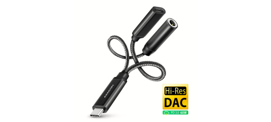 AXAGON ADA-HCPD, USB-C na 3.5mm jack - Hi-Res DAC audio adaptér, 384kHz/32bit, stereo, PD 60W 3A