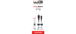 WG - Datový kabel Lightning MFi na USB-A, 20 cm, 2.4A, černá