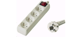 PREMIUMCORD Prodlužovací přívod 230V 5m, 4 zásuvky + vypínač, bílá