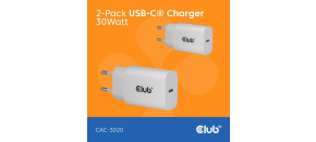 Club3D Nabíječka, USB-C, Power Delivery 15V/2A, 2-pack, bílá Club3D Nabíječka, USB-C, Power Delivery 15V/2A, 2-pack, bílá
