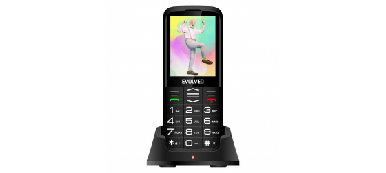 EVOLVEO EasyPhone XO, mobilní telefon pro seniory s nabíjecím stojánkem, černá