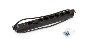 TRITON 19" rozvodný panel 8x230V DIN- 2m, kontrolka, černý