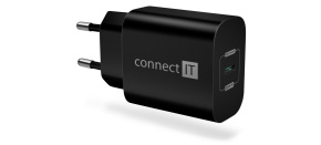 CONNECT IT Voyager2 nabíjecí adaptér 1×USB-C, 25W PD, černá