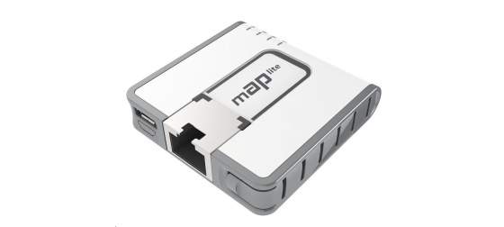 MikroTik RouterBOARD mAP lite, 650MHz CPU, 64MB RAM, 1x LAN, 2.4GHz Wi-Fi, 802.11b/g/n, vč. L4 licence