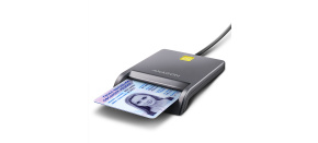 BAZAR - AXAGON CRE-SM3T, USB-A FlatReader čtečka kontaktních karet Smart card (eObčanka), kabel 1.3m - Poškozený obal (K