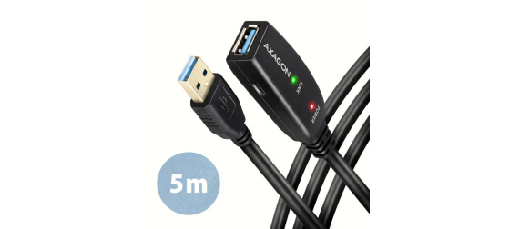 AXAGON ADR-305, USB 3.2 Gen 1 A-M -> A-F aktivní prodlužovací / repeater kabel, 5m