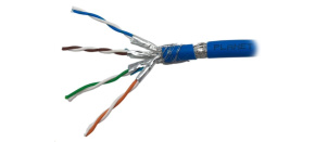 FTP kabel PlanetElite, Cat6A, drát, 4pár LS0H, Dca, modrý, 100m