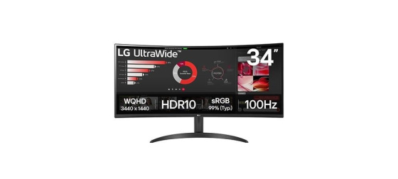 LG MT VA LED 34" 34WR50QK - VA panel, 3440x1440, 2xHDMI, DP, prohnutý