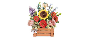 RoboTime 3D dřevěná skládačka Truhlík s květinami