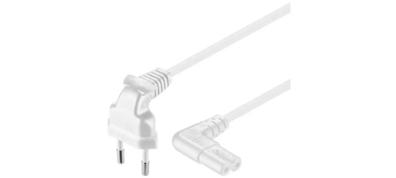 PremiumCord KPSPM2-90W – napájecí kabel 230V, 2m, úhlový 90°, bílý