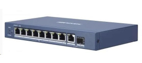 HIKVISION DS-3E0510P-E (8+2), switch 8xGb PoE + 1x Gb uplink RJ-45 + 1x Gb uplink SFP, 110W