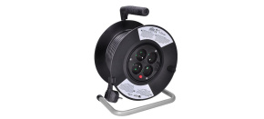 Solight prodlužovací přívod na bubnu, 4 zásuvky, 25m, černý kabel, 3x 1,5mm2