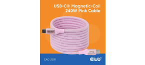 Club3D Kabel magnetický USB-C, 240W PD3.1, 480 Mbps, 2m, růžová Club3D Kabel magnetický USB-C, 240W PD3.1, 480 Mbps, 2m, růžová