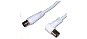 PREMIUMCORD TV kabel anténní propojovací 2m, konektor 90° (koaxiální, M/F, 75 Ohm)