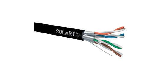 Instalační kabel Solarix STP, Cat6A, drát, PE, cívka 500m SXKD-6A-STP-PE