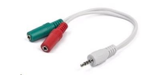 GEMBIRD Kabel rozdvojka jack 3,5mm (4 pólový) na 2x3,5mm M/F, 20cm, bíla