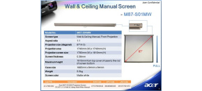 ACER Projekční plátno M87-S01MW, 70x70" Wall & Ceiling Matt White, Manual Projection Screen