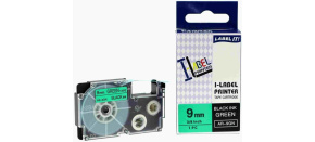 Xerox kompatibilní páska s Casio, XR-9GN1, 9mm x 8m, černý tisk / zelený podklad - ALLPRINT