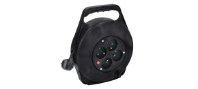 Solight prodlužovací přívod na bubnu, 4 zásuvky, 10m, černý kabel, 3x 1,5mm2